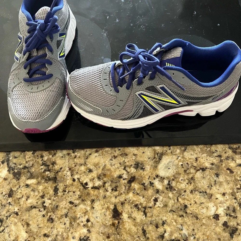 New Balance Gray and Blue Athletic Running Shoes